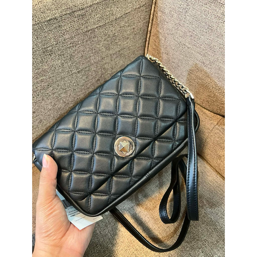 ORIG & IMPORTED KS Natalia Flap Turnlock Crossbody Small Bag in Black