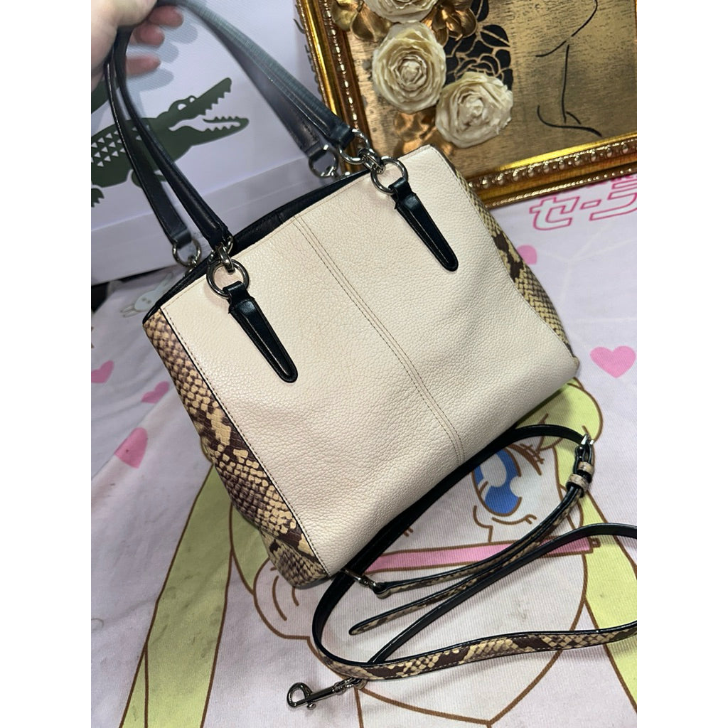 ORIG Preloved CCH Minetta Crossbody Bag with snake embossed trim white bag