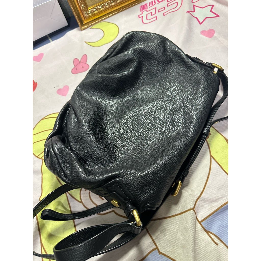 ORIG Preloved MJ Black Leather Classic Q Natasha Crossbody Bag