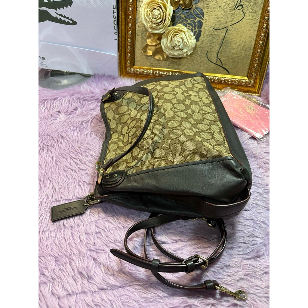 ORIG Preloved RARE CCH Edie Shoulder Bag 28 In Signature Jacquard Brown