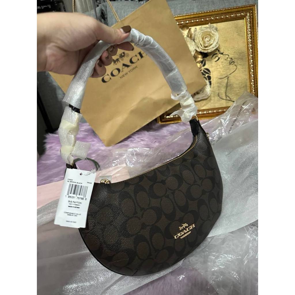 ORIG & IMPORTED CCH Payton Hobo Bag In Signature Canvas Brown Black