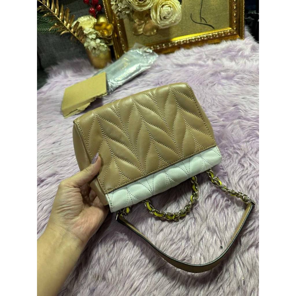 ORIG Preloved KS Emelyn Mini Briar Lane Quilted Chain Crossbody Brown Bag