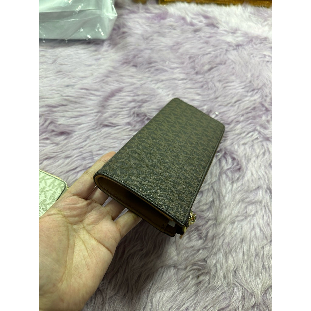 ORIG & IMPORTED MK Long Quarter-Zip Wallet Brown/Vanilla White/Pink