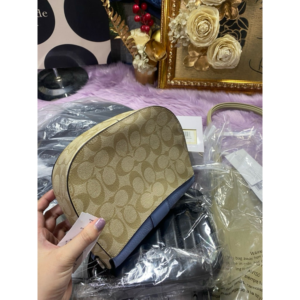 ORIG & IMPORTED CCH Georgie Saddle Bag In Signature Canvas Silver/Light Khaki/Marble Blue
