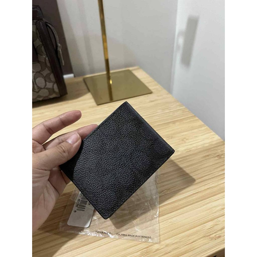 ORIG Preloved CCH Slim Billfold In Signature Canvas Men Black Wallet