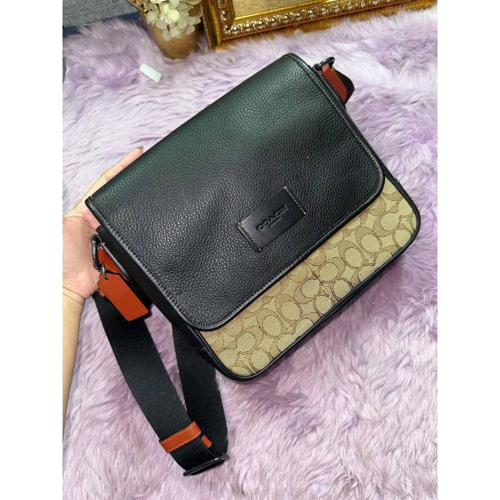 ORIG Preloved CCH Sprint Messenger Men Brown Bag In Signature Jacquard