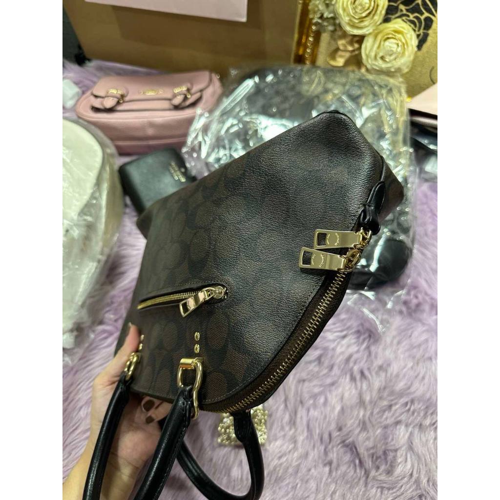 ORIG Preloved CCH Katy Satchel Dome Bag In Signature Canvas in Brown