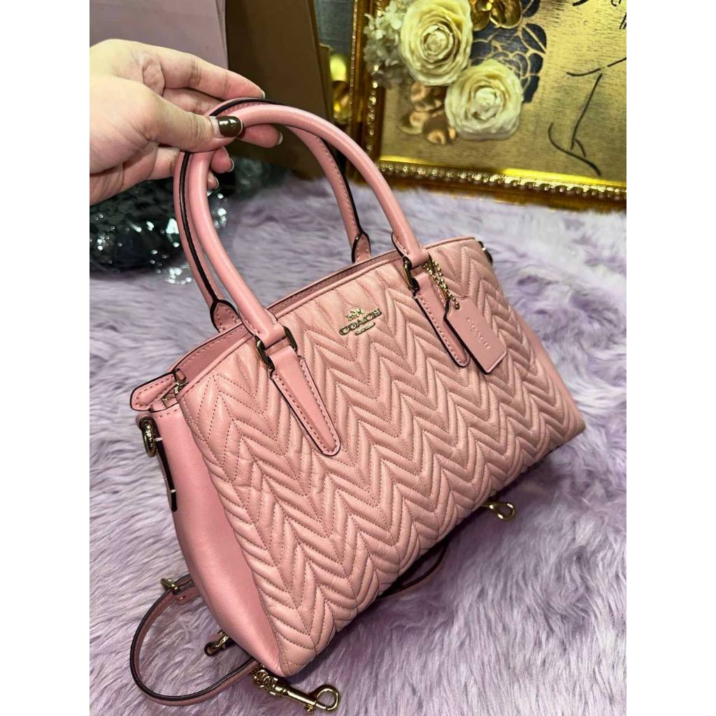 ORIG Preloved RARE CCH Mini Sage Carryall Satchel Small Pink Quilted Bag