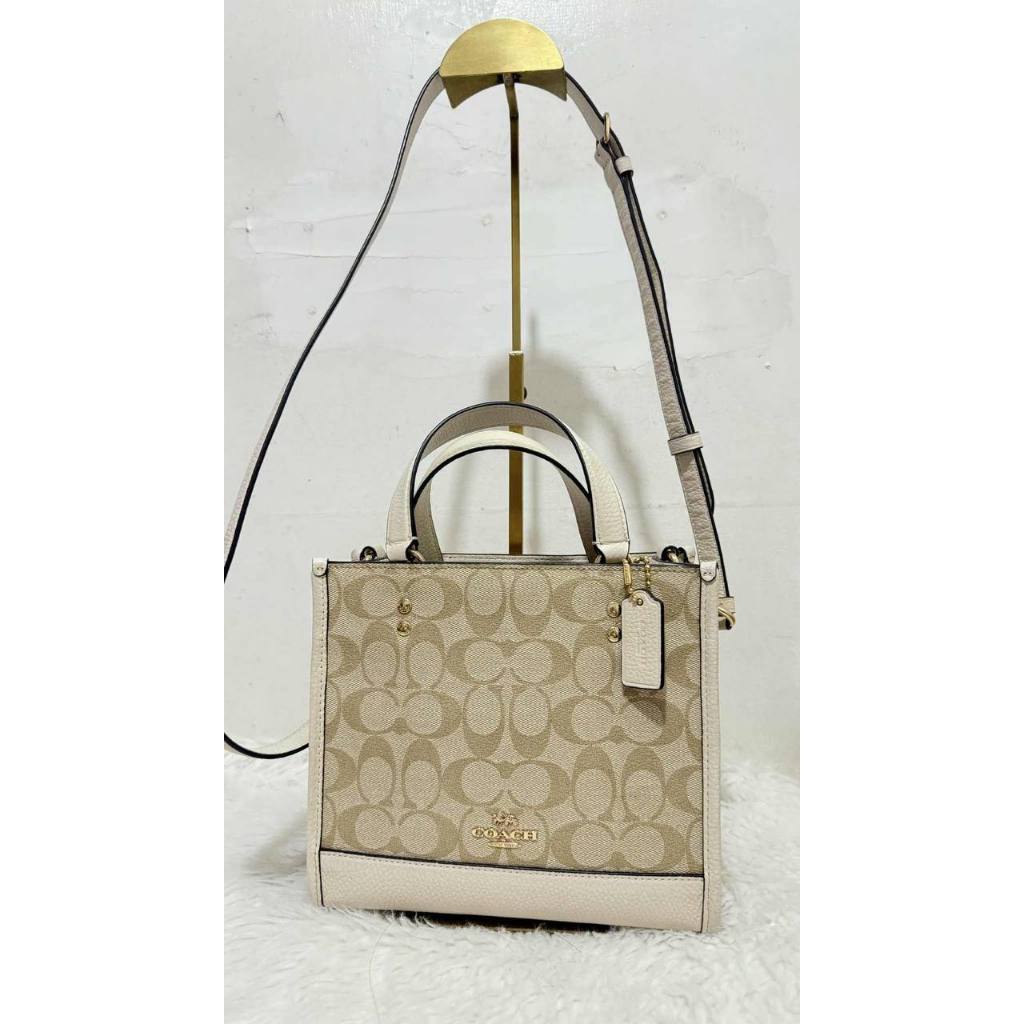 ORIG Preloved CCH Dempsey Tote Bag 22 In Signature Canvas Light Khaki
