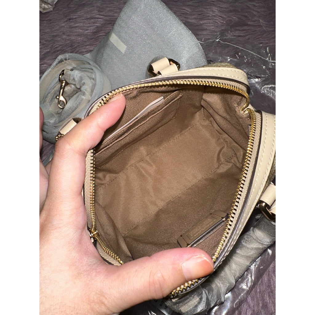 ORIG & IMPORTED CCH Mini Rowan Satchel Bag In Blocked Signature Canvas Light Khaki
