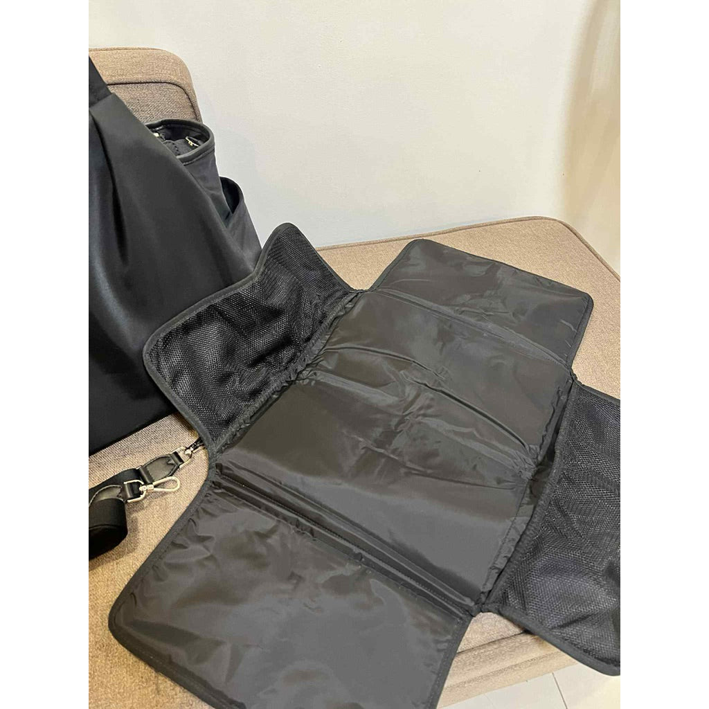 ORIG & IMPORTED KS Large Chelsea Baby Nylon Black Bag Beige