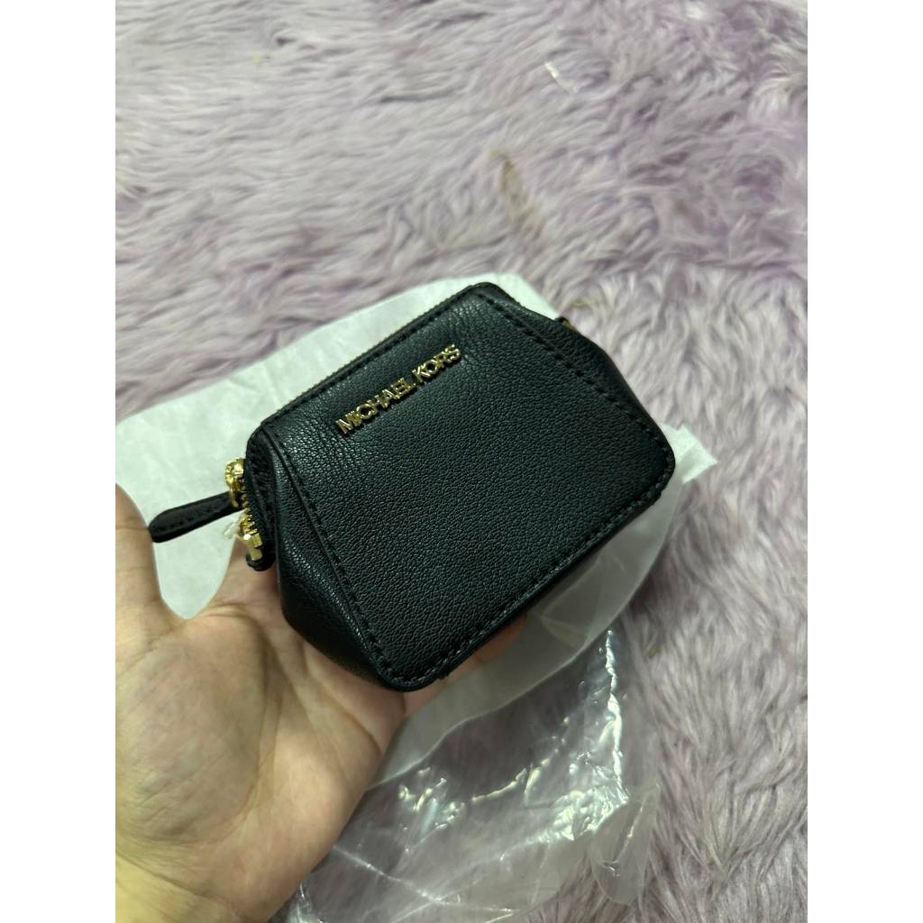 ORIG & IMPORTED MK Charlotte Small Pouch Key Fob Black Wallet Coin Purse