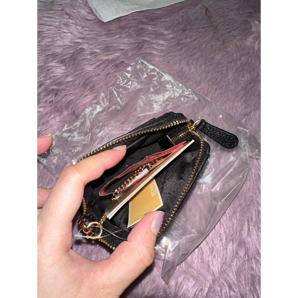 ORIG & IMPORTED MK Charlotte Small Pouch Key Fob Black Wallet Coin Purse