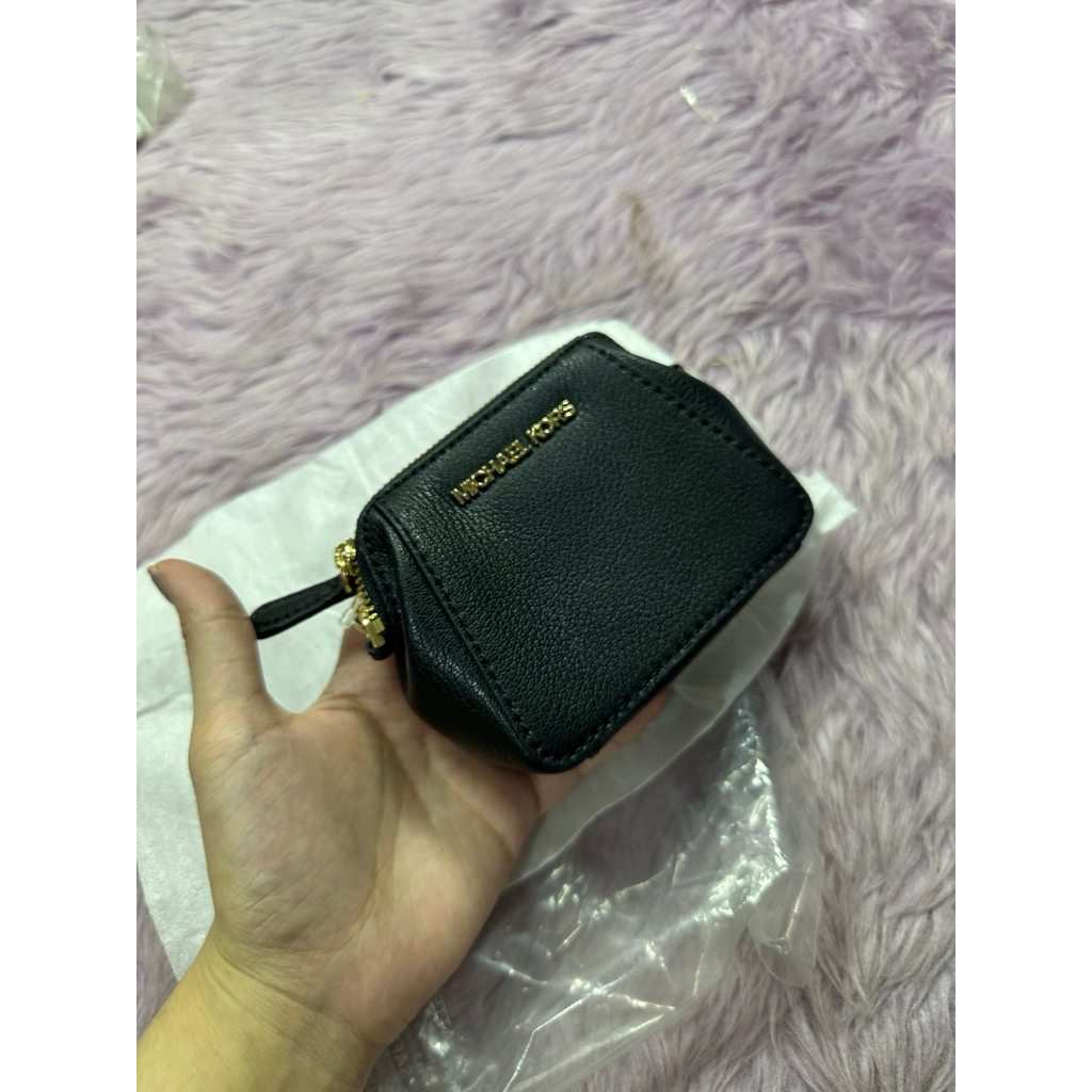 ORIG & IMPORTED MK Charlotte Small Pouch Key Fob Black Wallet Coin Purse
