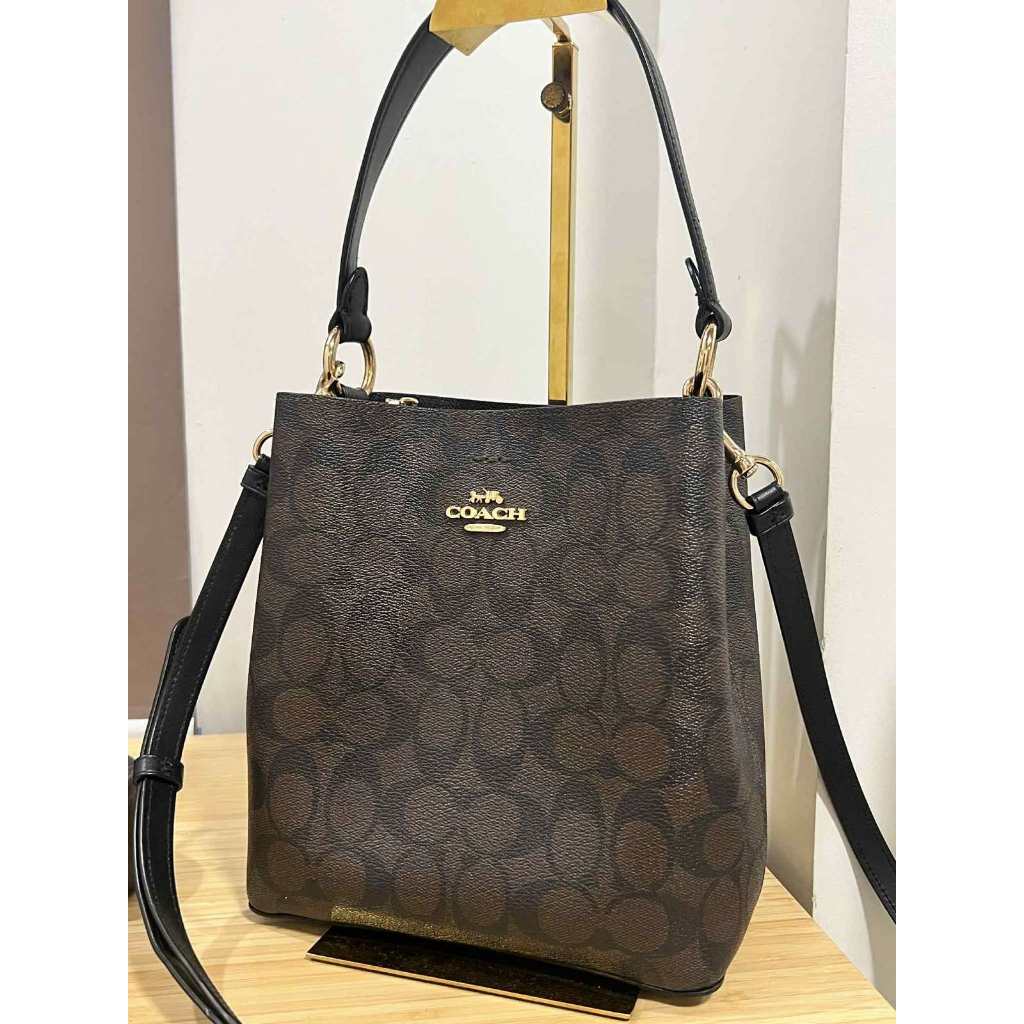 ORIG Preloved CCH Small Town Bucket Bag In Signature Canvas Brown Black