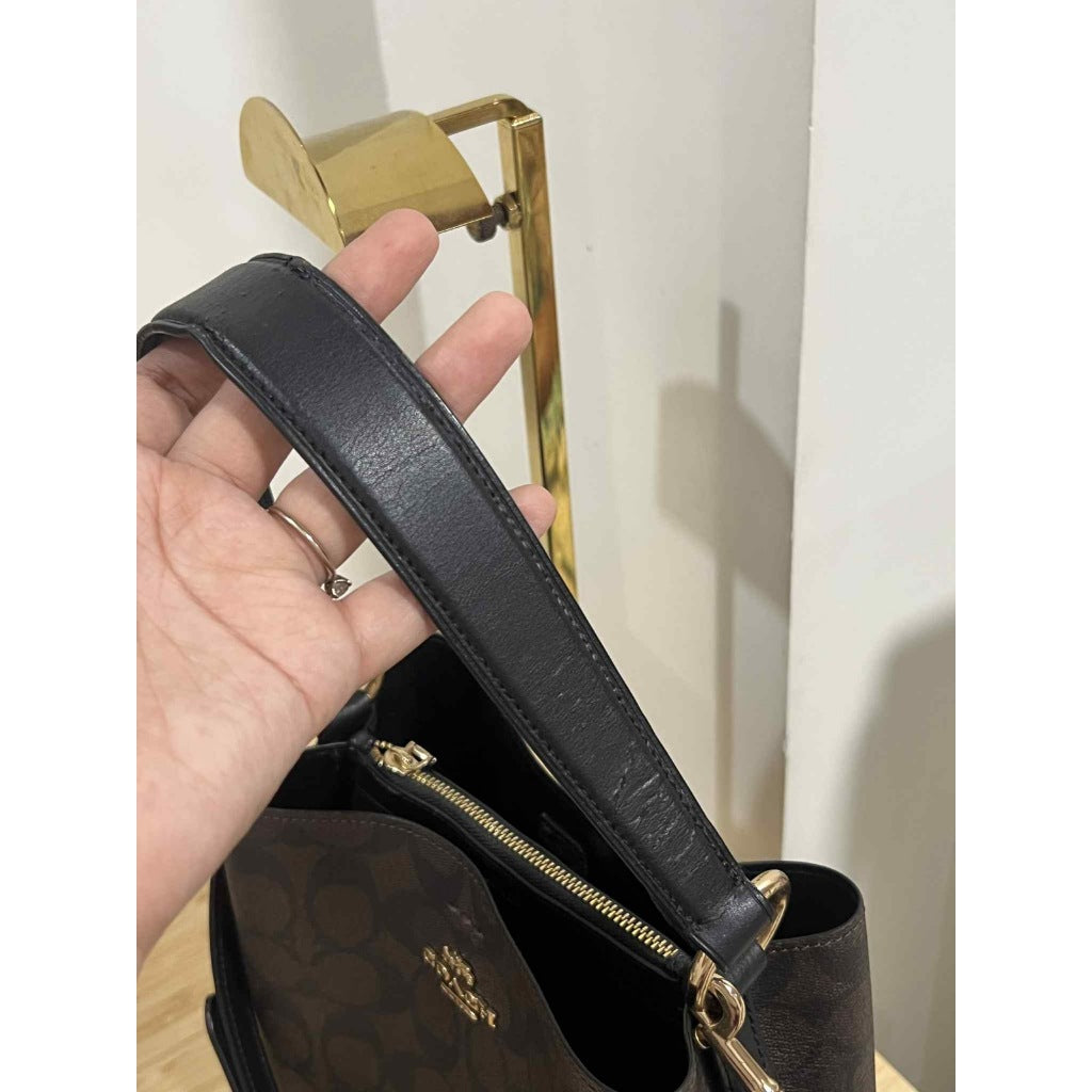 ORIG Preloved CCH Small Town Bucket Bag In Signature Canvas Brown Black