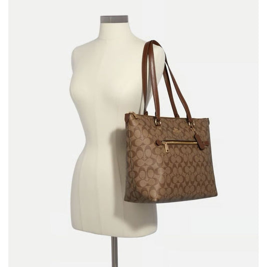 ORIG Preloved CCH Gallery Tote Signature Canvas Big Khaki Bag