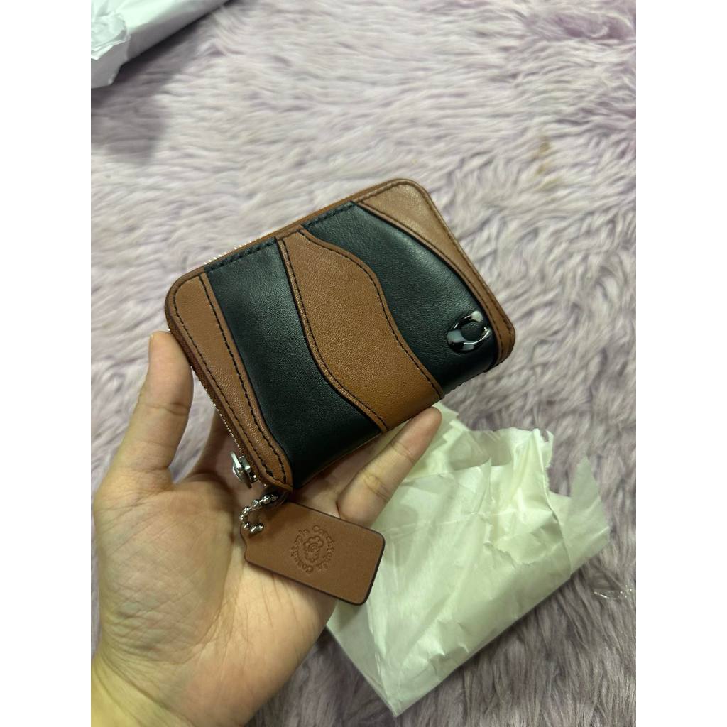 ORIG & IMPORTED Retail CCH Zip Around Black Wallet In Wavy Stripe Upcrafted Leather
