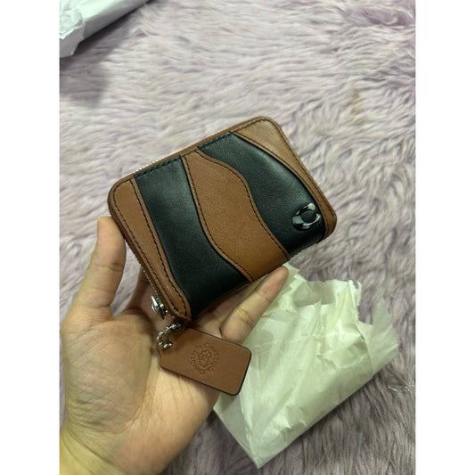 ORIG & IMPORTED Retail CCH Zip Around Black Wallet In Wavy Stripe Upcrafted Leather