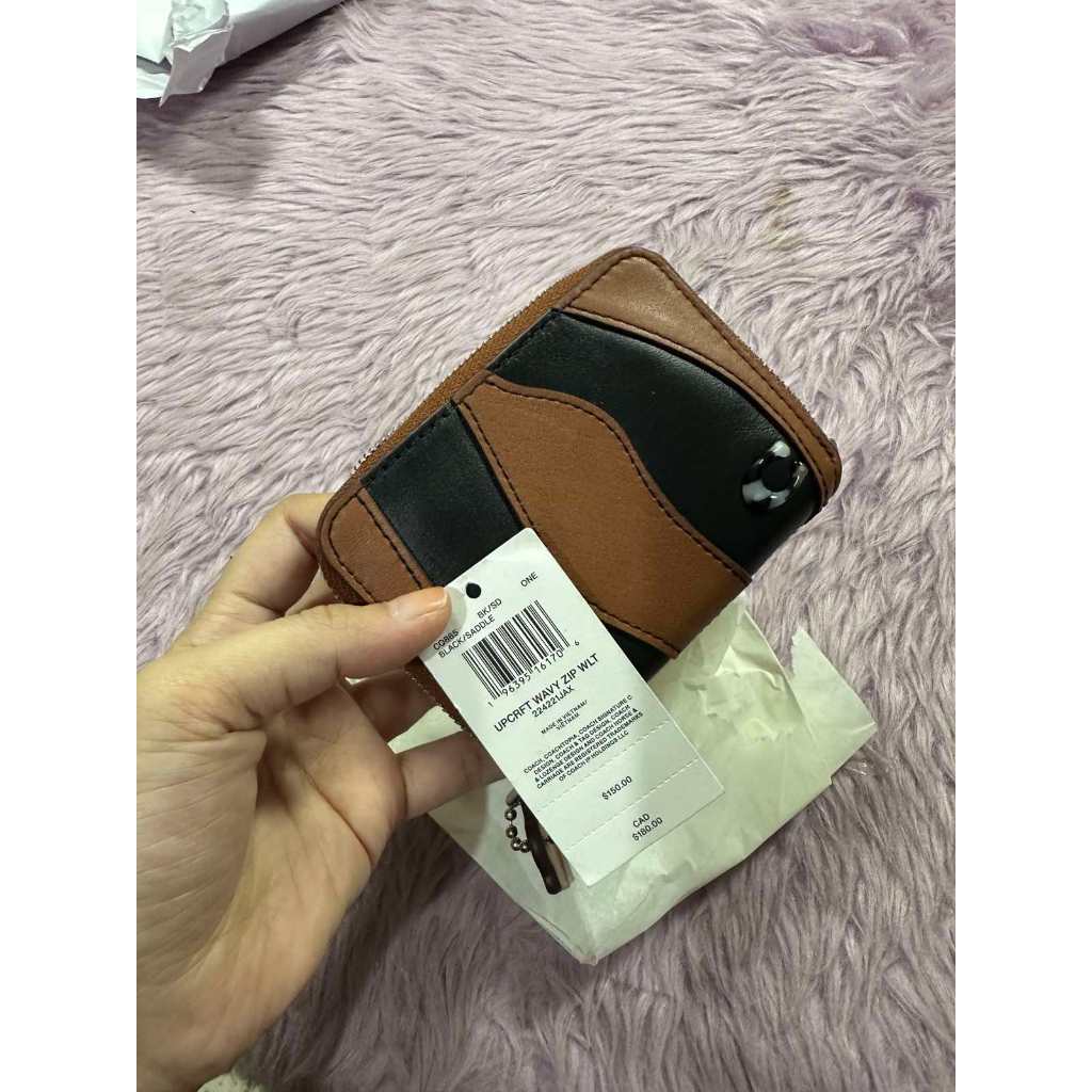 ORIG & IMPORTED Retail CCH Zip Around Black Wallet In Wavy Stripe Upcrafted Leather