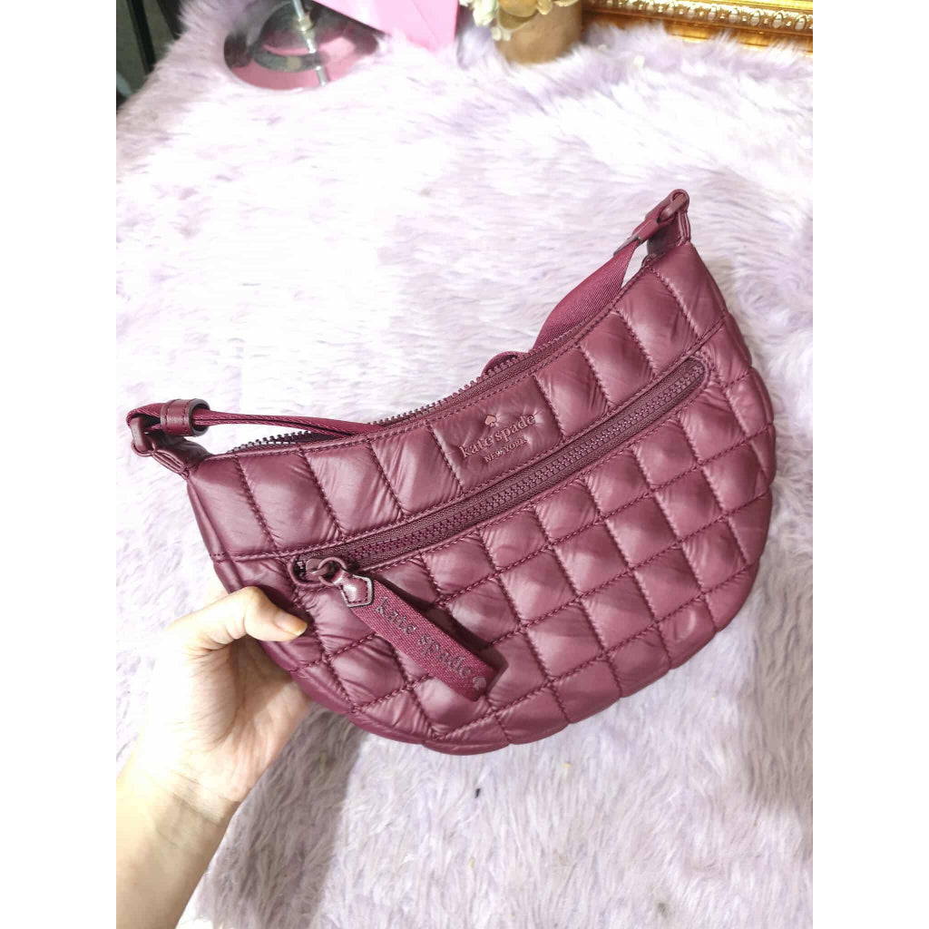 ORIG Preloved KS Camden Quilted Sling Bag Blackberry Red