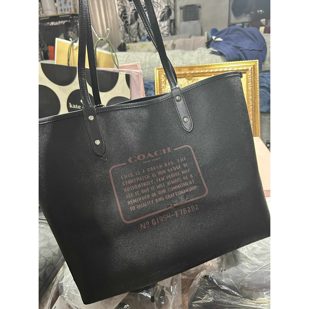 ORIG & IMPORTED CCH Reversible City Large Tote Bag With Tulip Print Black