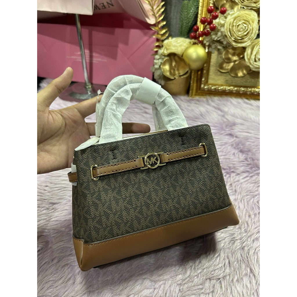 ORIG & IMPORTED MK Reed Extra-Small Signature Logo Satchel Bag Brown
