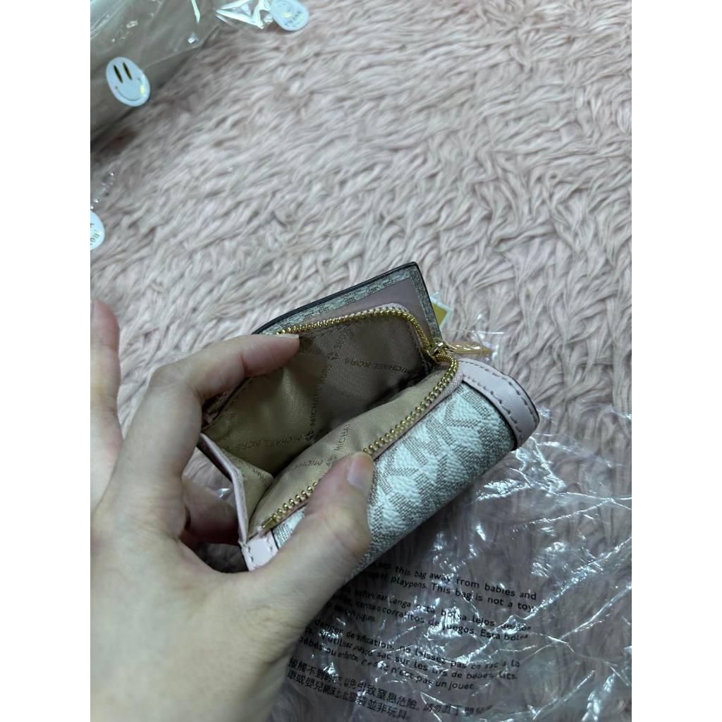 ORIG & IMPORTED MK Trifold Small White/Pink Wallet