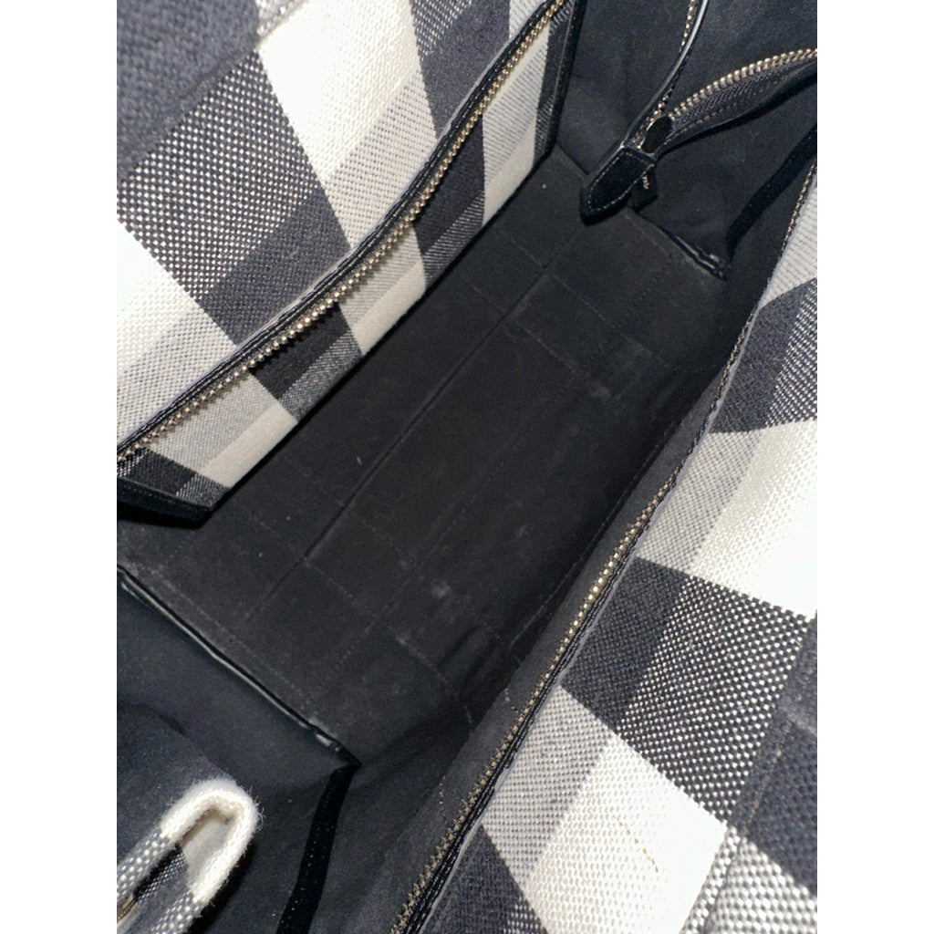 ORIG Preloved KS Kip Canvas Large Tote Bag Gingham Black/White