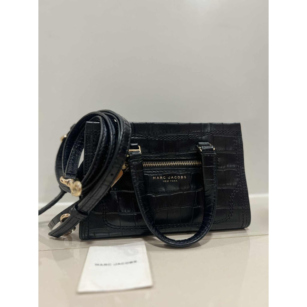 ORIG Preloved MJ Croc-Embossed Mini Cruiser Satchel Black Bag