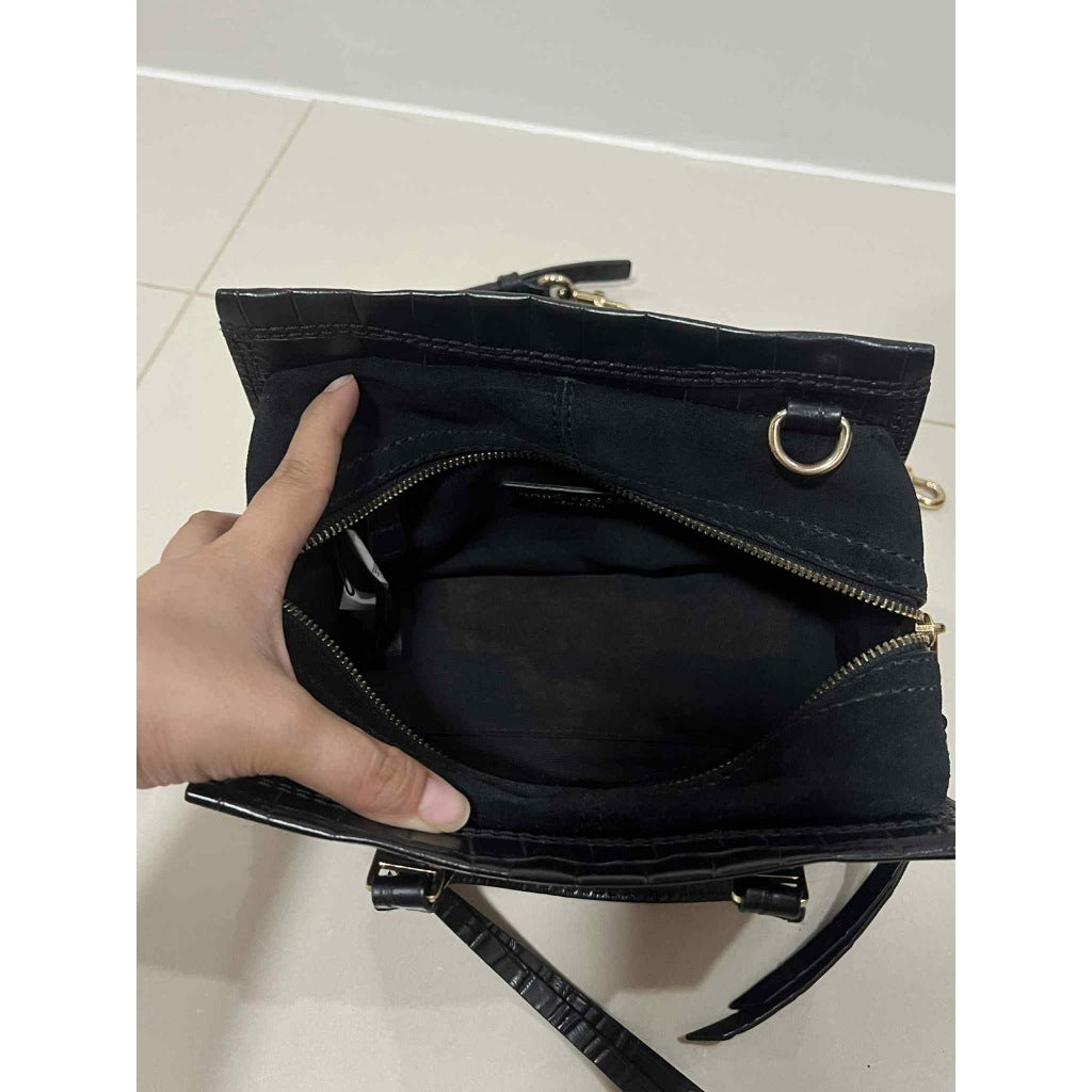 ORIG Preloved MJ Croc-Embossed Mini Cruiser Satchel Black Bag