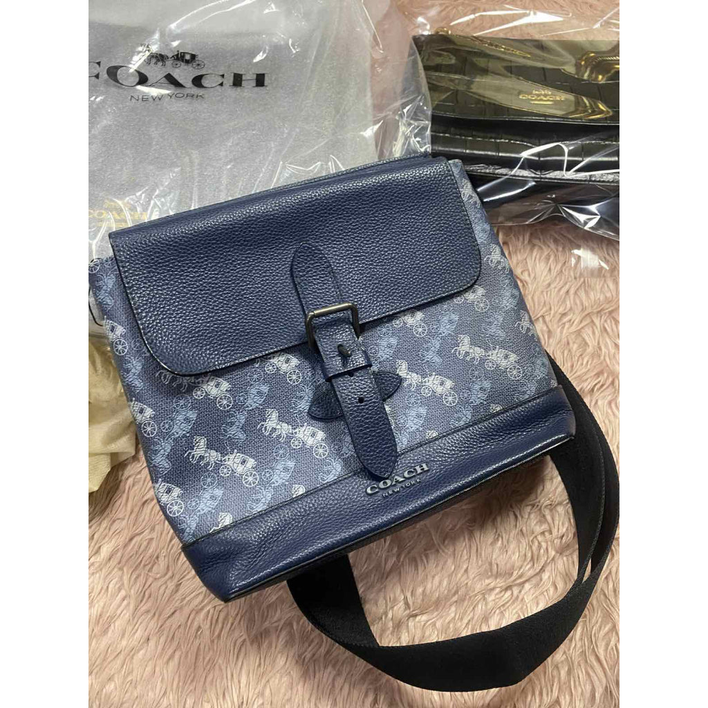 ORIG Preloved CCH Hudson Men Crossbody Blue Bag with horse print
