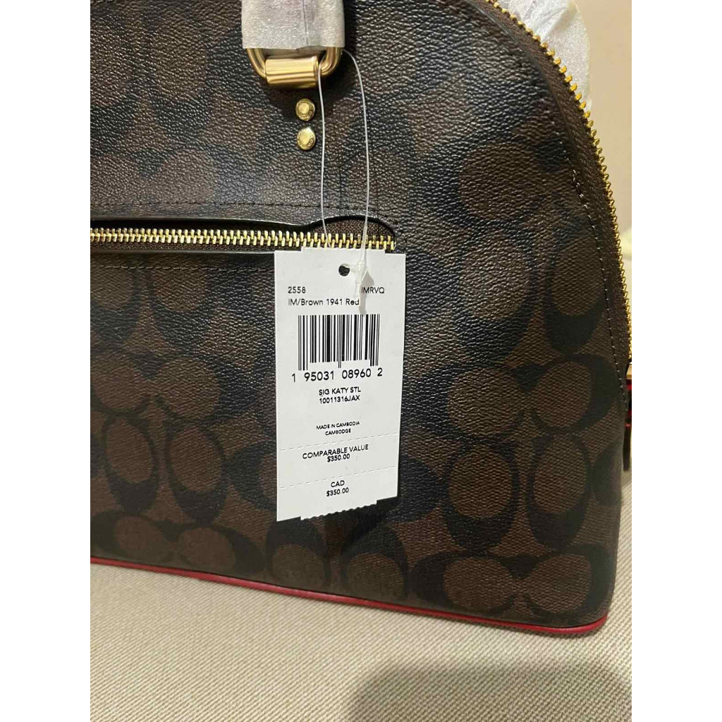 ORIG & IMPORTED CCH Katy Satchel in Signature Canvas Brown/Red Bag