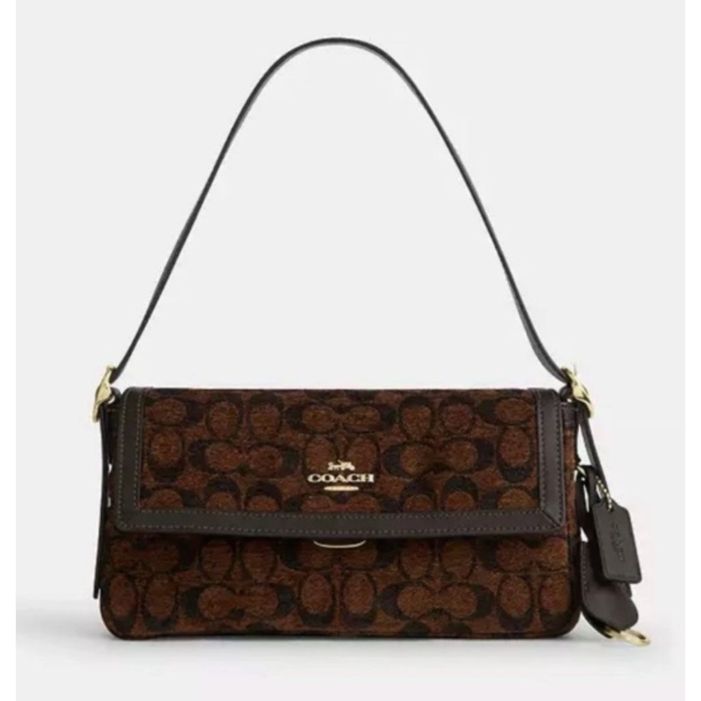 ORIG & IMPORTED CCH Etta Small Flap Shoulder Brown Bag In Signature Chenille