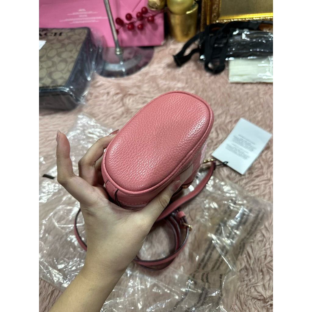 ORIG & IMPORTED CCH Mini Dempsey Bucket Bag Pink Signature Jacquard