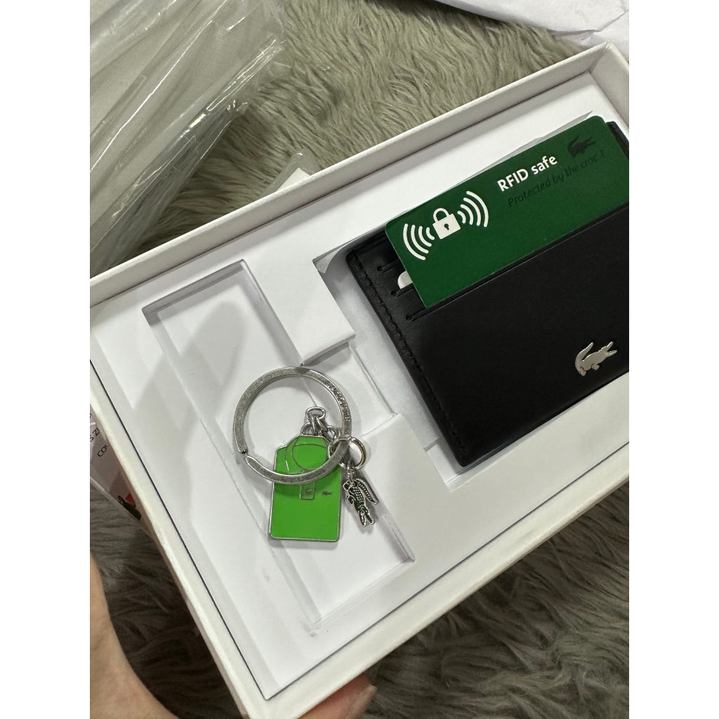 AUTHENTIC/ORIGINAL LCT Men's Card Holder Wallet & Polo Key Chain Gift Set Black