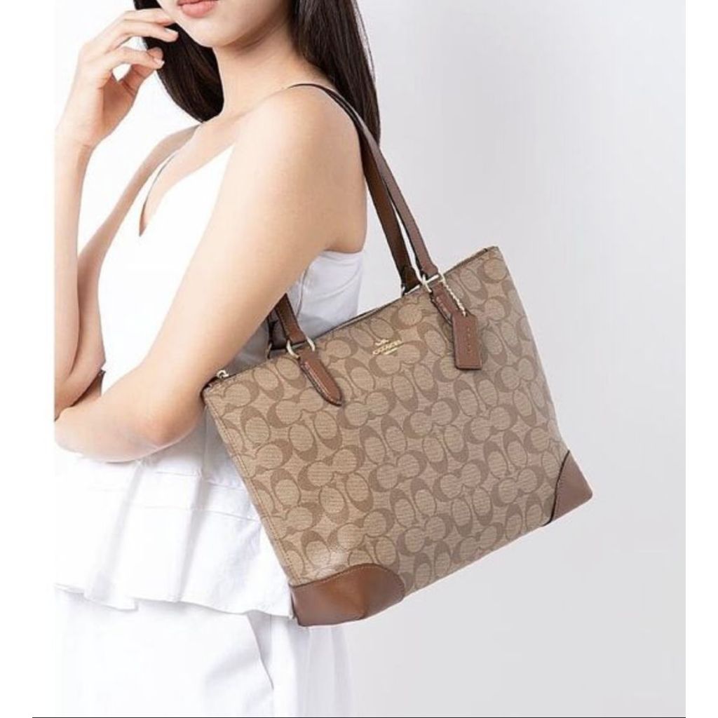 ORIG & IMPORTED CCH RARE Zip Top Tote Khaki Brown Medium Bag