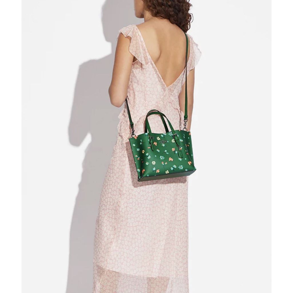 ORIG Preloved CCH Mollie Medium Tote Tote 25 With Mystical Floral Print Green