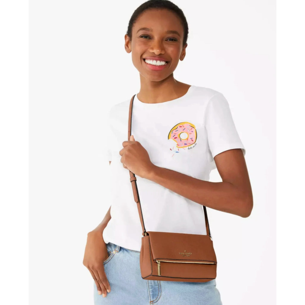 AUTHENTIC/ORIGINAL KS Leila Mini Crossbody Flap Black Bag Lilac Purple Brown