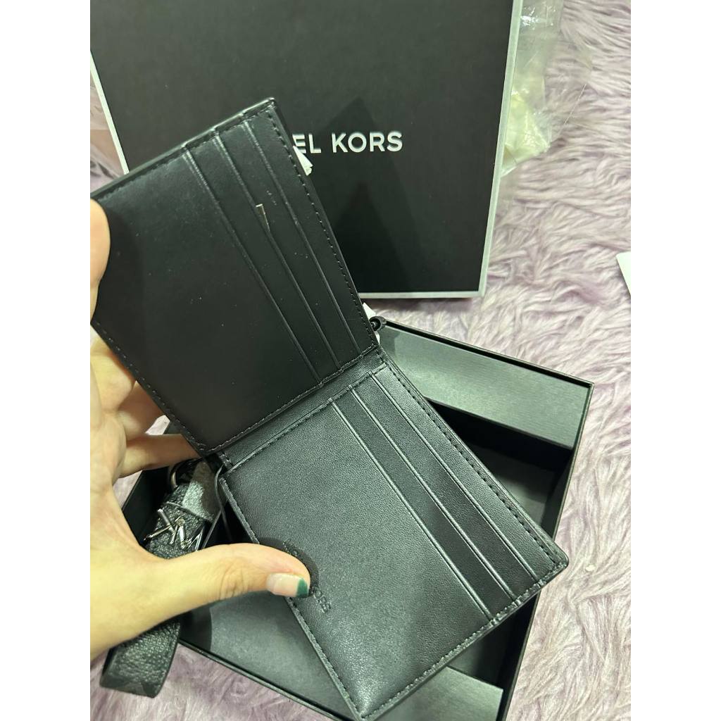 ORIG & IMPORTED MK Logo Wallet and Key Chain With Box Men's Wallet Black
