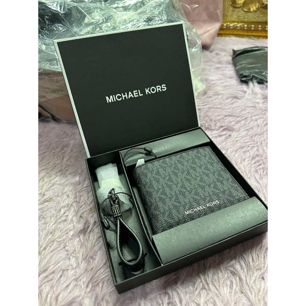 ORIG & IMPORTED MK Logo Wallet and Key Chain With Box Men's Wallet Black