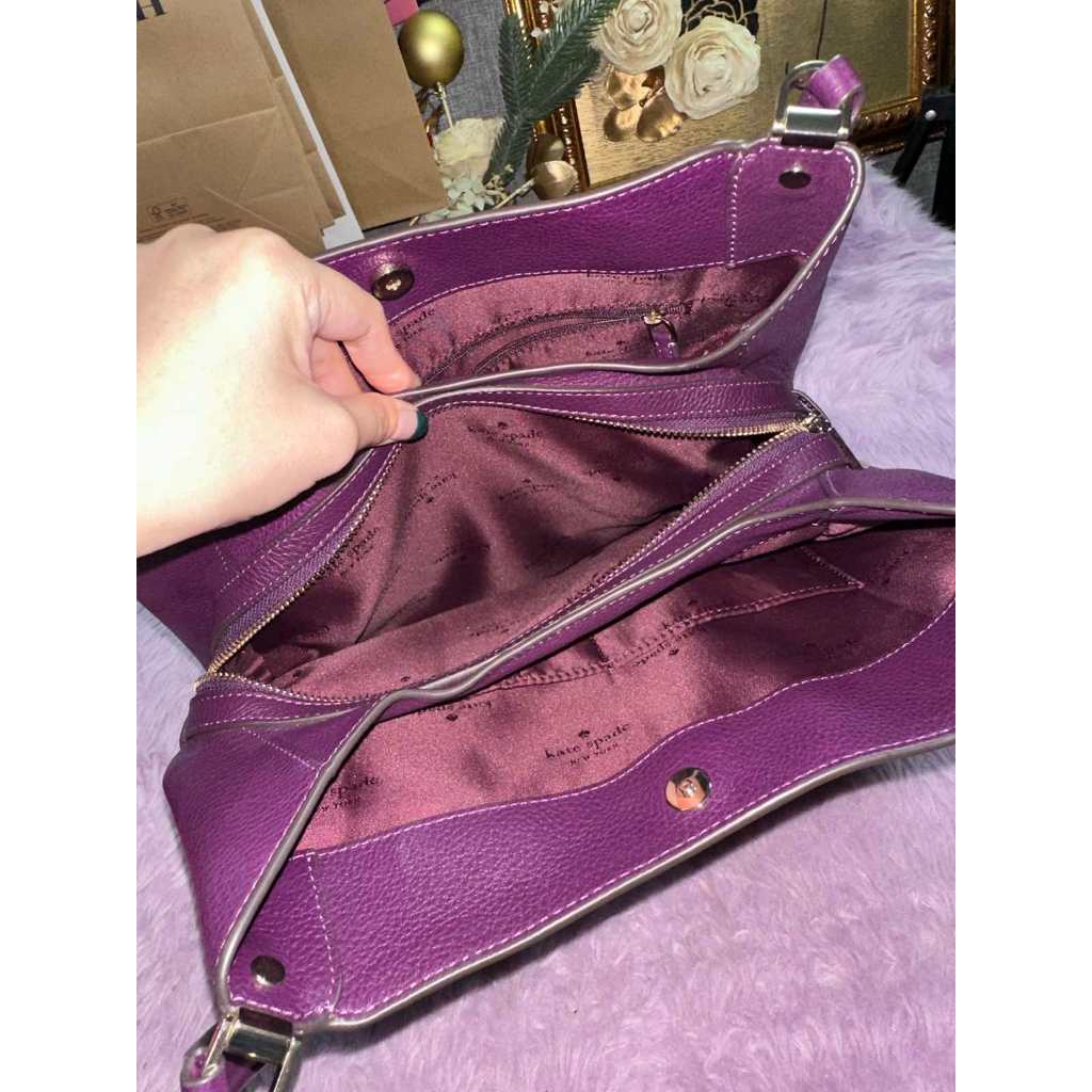 ORIG Preloved Kate Spade KS Leila Medium Triple Compartment Shoulder Purple Bag