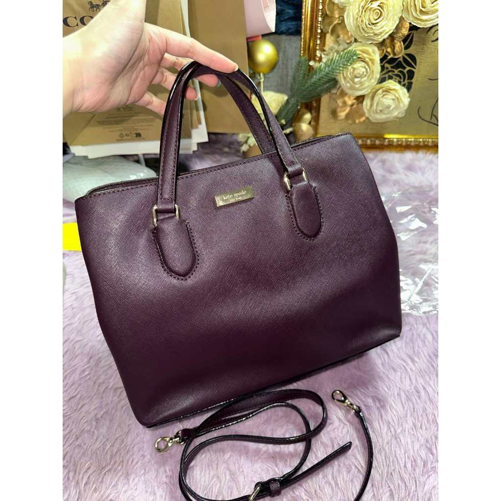 ORIG Preloved Kate Spade KS Evangelie Laurel Way Satchel Maroon Bag
