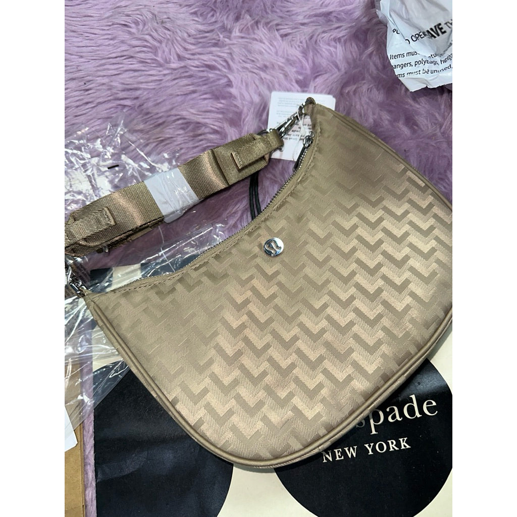 ORIG & IMPORTED Lululemon City Essentials Small Shoulder Nylon Bag 3L Monogram Black Pink Beige