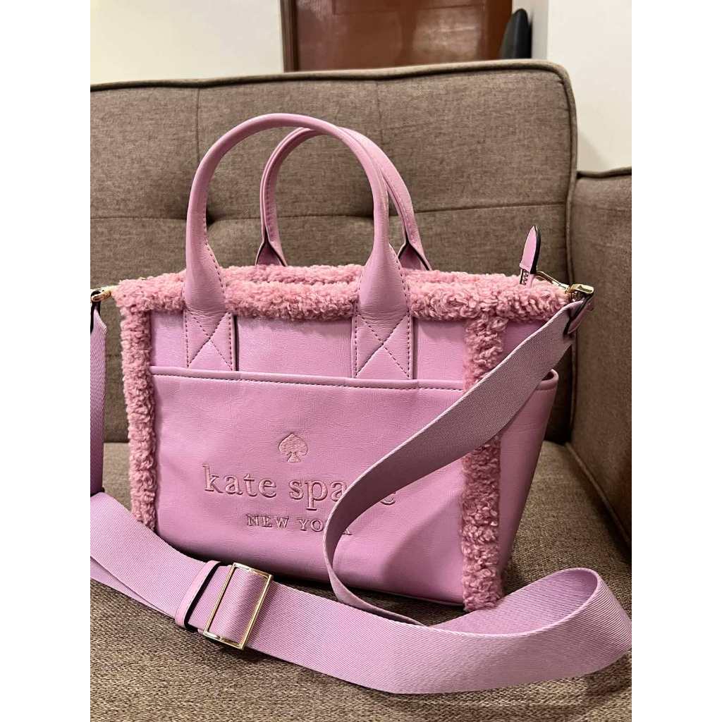 ORIG Preloved KS Jett Faux Shearling Small Pink Tote Bag