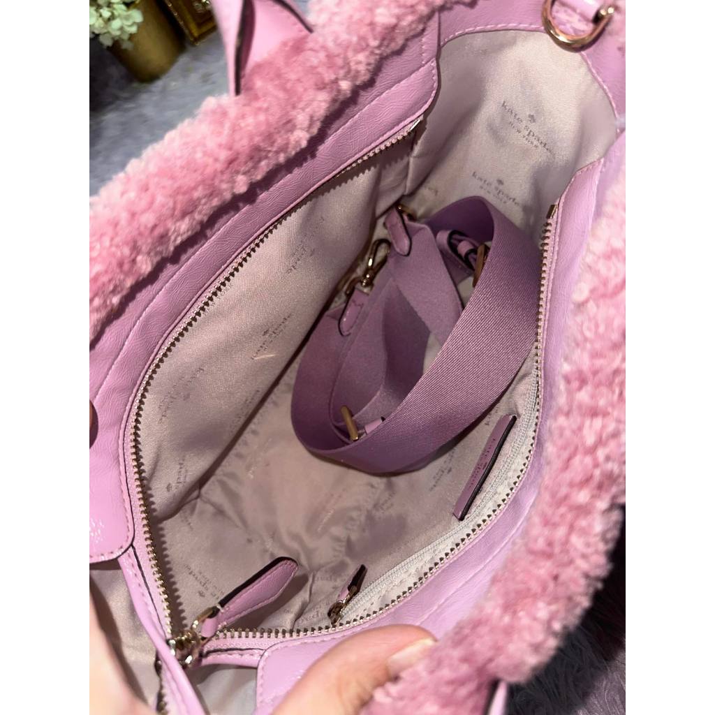 ORIG Preloved KS Jett Faux Shearling Small Pink Tote Bag