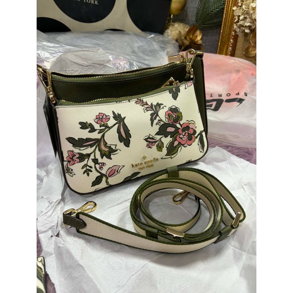 ORIG & IMPORTED KS Duet Floral Small Crossbody Green Bag