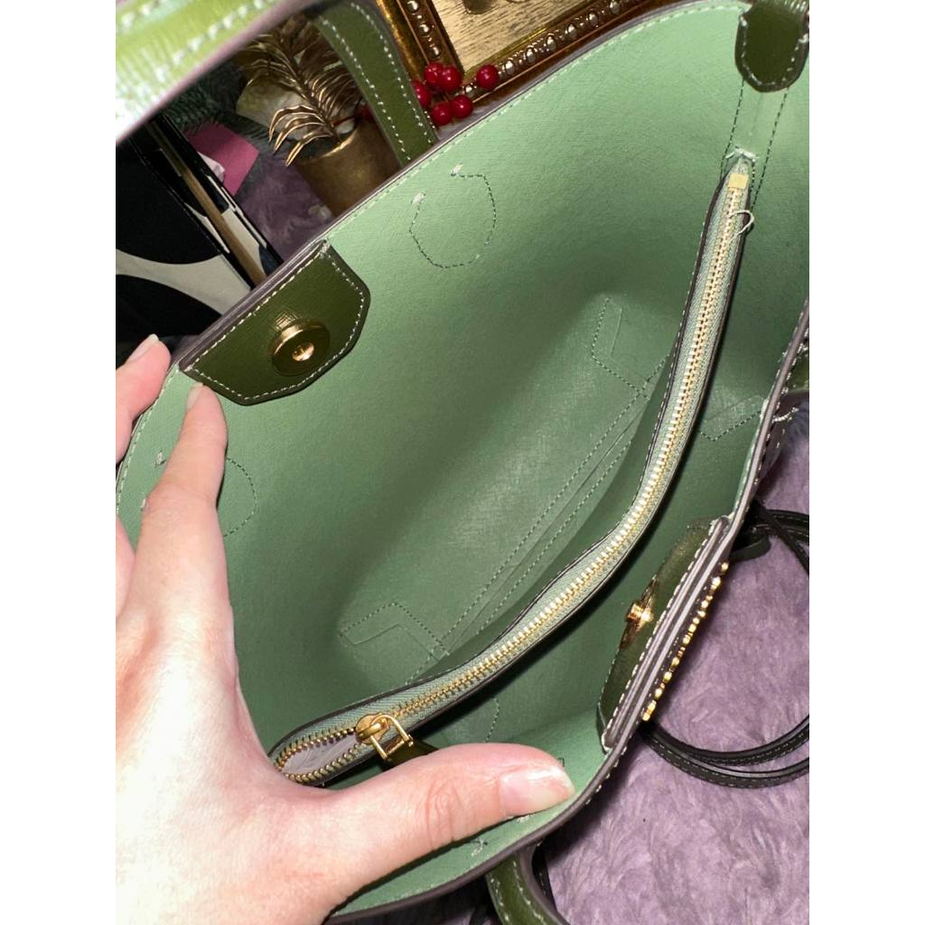 ORIG Preloved KS Retail Bleecker Medium Tote Green Top Handle Bag