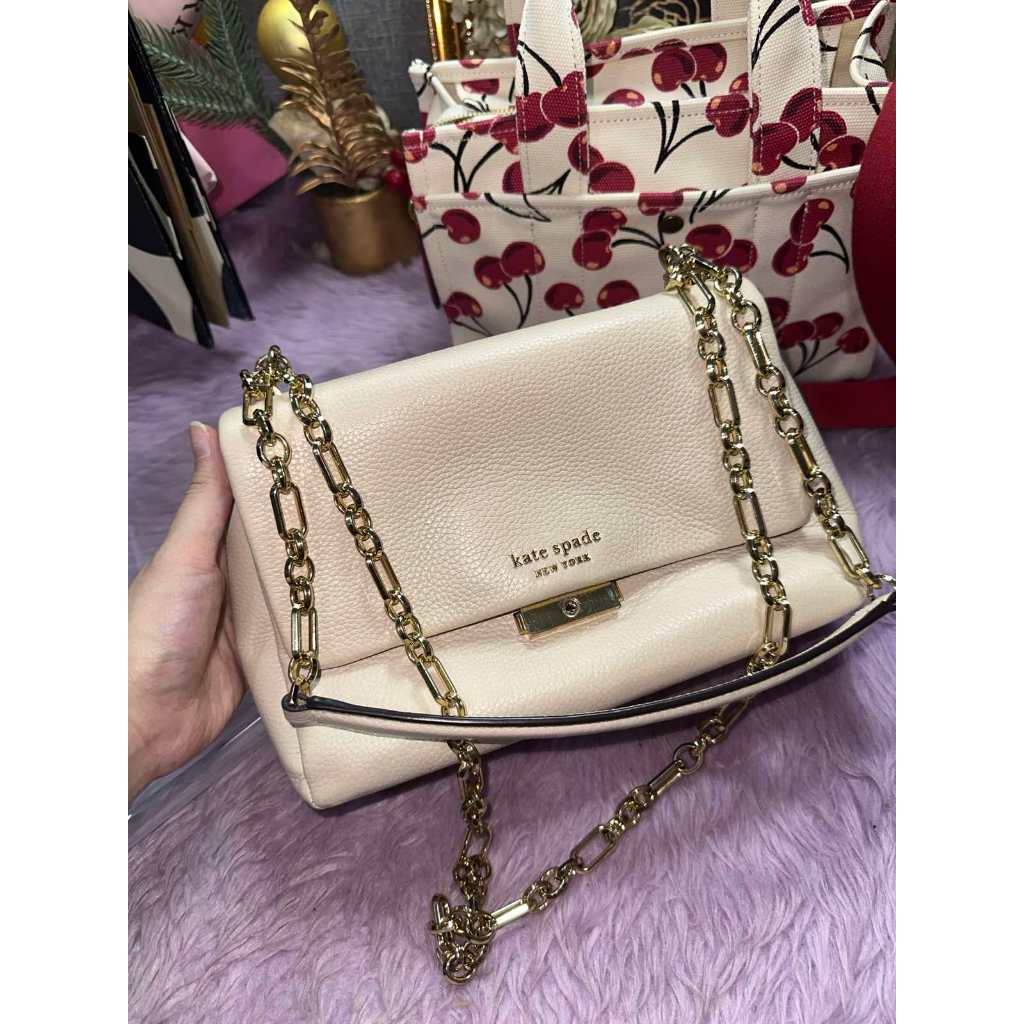 ORIG Preloved KS Carlyle Medium Shoulder White Chain Bag