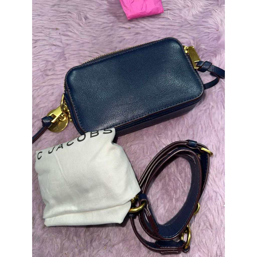 ORIG Preloved MJ RARE Snapshot Calfskin Recruit Camera Navy Blue Bag